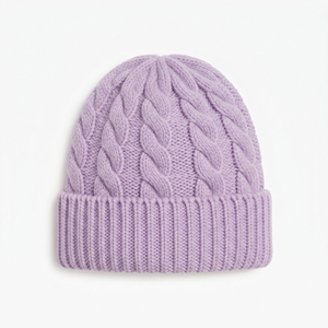 Gorro de Invierno Unisex de Punto Trenzado de Lana Acrílica Lavanda, Grueso, Suave y Cálido, para Esquí y Actividades al Aire Libre, Venta al Por Mayor - Product Image 3