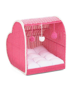 บ้านสัตว์เลี้ยงหวายสานมือ รูปทรงหัวใจ พร้อมเบาะ สำหรับแมวและสุนัข ใช้ภายในบ้าน - Product Image 2