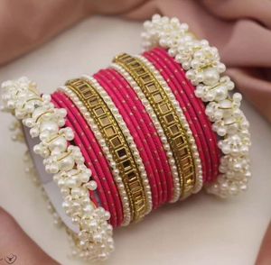 Handcrafted <b>Glass</b> Indian Chura Churiyan <b>Bangles</b> Geometric Trendy High Quality Gold Plated Customizable Colors Sizes - Product Image 4