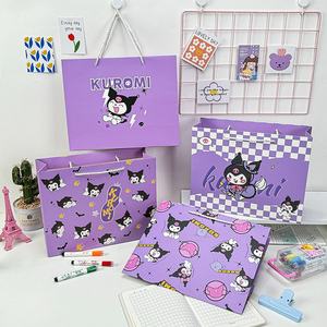 Sac cadeau Kuromi violet drôle avec poignée-Impression de dessin animé mignon pour les fêtes et les cadeaux (Style 04) - Product Image 6