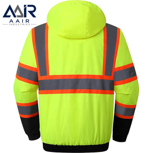 AAIR INDUSTRIES <b>Hi</b> <b>Vis</b> Reflective Safety <b>Jacket</b> Microfiber Waterproof Hooded Workwear Breathable Flame Retardant CE for Road - Product Image 3