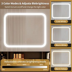 "Large LED <b>Makeup</b> Vanity Table with Lighted <b>Mirror</b> 2 DIY Pegboards 5 Hooks Charging Station Dressing Station" - Product Image 4