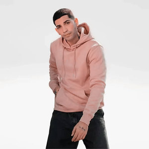 Sudadera con Capucha Beige para Hombre, Corte Regular, Informal, Tejida, 100% Algodón, Felpa, Color Sólido, para Otoño - Product Image 5