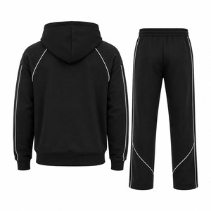 Conjunto Deportivo Personalizado para Hombre, Sudadera con Capucha y Pantalones Jogger Negros, Corte Ajustado, Ropa de Gimnasio, Marca Privada OEM - Product Image 4