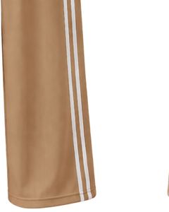 Manufacturer Custom Khaki Wide Leg Track Pants With White <b>Side</b> Stripes Women Casual Loose Fit Elastic Waist Streetwear Bottoms - Product Image 4