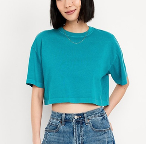 เสื้อครอปท็อปผู้หญิงสไตล์วินเทจ 230gsm พิมพ์โลโก้ตามสั่ง ขายดีประจำฤดูร้อน ทรงโอเวอร์ไซส์ ล้างสีแบบแอซิดวอช คุณภาพสูง - Product Image 4