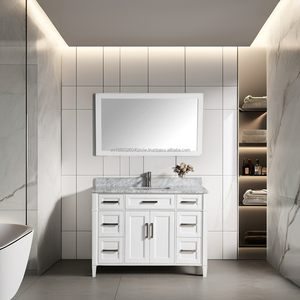 Mueble de Baño Moderno Phuoc Hung Marble de 60 Pulgadas con Espejo, Mueble de Baño Blanco - Product Image 1