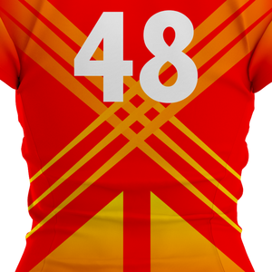 Ensemble de maillots de volley-ball personnalisés pour femmes, manches courtes, col en V, séchage rapide, respirant, uniforme d'équipe, t-shirt de sport, shorts, vêtements d'entraînement, rouge - Product Image 6