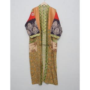 Bata Kimono de Seda 100% con Parches, Estilo Vintage, para Otoño e Invierno, Transpirable, Suave, Larga, Estilo Boho, para Mujer - Product Image 2