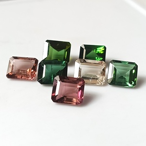 Calibrated Gemstone Pair/ Set 6X7 MM Natural 10.00 Carat Pastel Multi-Color Zambian Tourmaline Emerald Cut <b>7</b>-Pieces Loose - Product Image 1