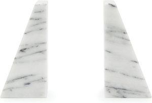Triangular White Marble Bookends Set Of 2 Minimalist Stone <b>Book</b> <b>Ends</b> For Shelves Decorative Heavy Duty Traditional Design - Product Image 2