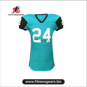 JUST FITNESS GEARS Camiseta de fútbol americano para hombre, cuello en V, manga corta, malla que absorbe la humedad, estampado con el número 24, azul verdoso - Product Image 1