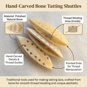 Premium hand carved bone tatting shuttles Smooth durable and perfect for intricate lacework Inquire now for bulk wholesale - Product Image 6