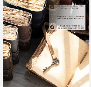 Diario de cuero genuino hecho a mano de primera calidad, diseño de ciervo, cuaderno de bocetos recargable vintage para escribir, viajar, dibujar y uso personal. - Product Image 1