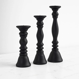 Decorative Antique Black Iron Candlestick Holder Set of 3 for Home Decoration - Product Image 5