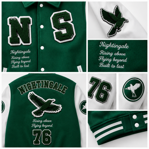 แจ็คเก็ต Letterman แบบ OEM ขายส่ง แจ็คเก็ต Varsity ปักลาย Chenille แจ็คเก็ต Varsity ปักลายปักโลโก้ตามสั่ง ตัวเสื้อทำจากผ้าขนสัตว์ แขนเสื้อทำจากหนัง - Product Image 5