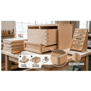 Panel Frontal de Madera para Cajones (Forma Rectangular/Cuadrada) Color Natural Moderno con 5 Años de Garantía para Cocina, Sala de Estar y Hotel - Product Image 6