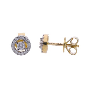 Boucles d'oreilles clous halo élégantes et sophistiquées en or 14K plaqué rhodium avec diamants naturels taille brillant rond de 0,36 carats pour femme - Product Image 1