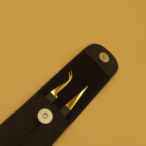 Gold-Plated Eyelash Tweezers Precision Angled Tip Smooth Surface for <b>Lash</b> Application better visibility and access - Product Image 4