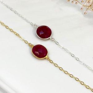 Brazalete de Plata 925 con Baño de Oro y Gema Redonda de Rubí Auténtico, Diseño Moderno, Hecho a Mano, para Mujer, Ideal para Regalo, Fiestas o Uso Diario - Product Image 4