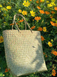 Bolso Tote Tejido a Mano de Seagrass Ecológico Minimalista, Bolso de Paja Vintage con Dos Asas, Parte Superior Abierta, para Playa, Viajes y Uso Diario - Product Image 1