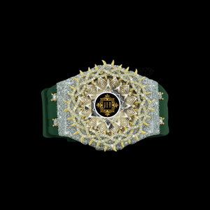 Luxury Gold <b>Case</b> Premium VVS Moissanite Diamond Bezel Analog Quartz <b>Watch</b> With Green Rubber Band Unisex Polygon Design - Product Image 3