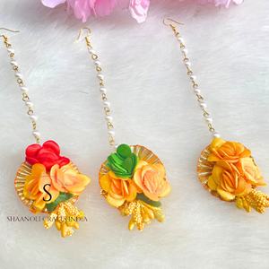 Nueva flor personalizada Maang Tikka joyería para Haldi Mehndi regalos nupciales damas de honor boda Mehndi joyería - Product Image 1