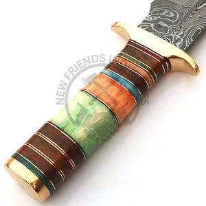 Nueva Edición de Marca, Cuchillo Bowie Personalizable de Acero de Damasco de 12 Pulgadas, Cuchillo de Caza de Hoja Fija, Cuchillo de Supervivencia con Mango de Hueso de Camello de Color - Product Image 4