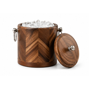 Seau à glace isotherme en acier inoxydable à double paroi avec poignées, refroidisseur à vin en bois, seau à champagne pour l'hôtellerie - Product Image 2