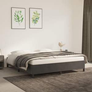 California <b>King</b> Velvet Upholstered <b>Bed</b> Frame Without <b>Mattress</b> Dark Gray - Product Image 1