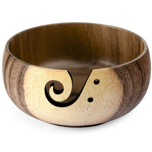 Soporte de Hilo de Madera Artesanal Ecológico OEM, Tazón Portátil para Almacenamiento de Hilo de Tejer y Ganchillo con Orificio en Espiral - Product Image 5