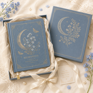 LABON Lussuoso Diario dei Ricordi Blu Fiordaliso con Copertina in PU Stampata in Lamina d'Oro Celestiale, Quaderno A5 a Puntini - Product Image 4