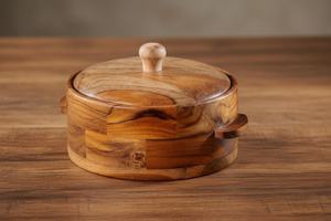 กล่องไม้ทำมือสำหรับใส่อาหารอเนกประสงค์ พร้อมชามเหล็ก - Product Image 1