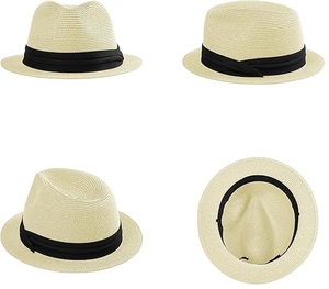 Chapeaux Panama en paille de raphia réglables, unis, respirants, pour l'équitation, la randonnée, le camping, la moto, protection solaire, unisexe - Product Image 5