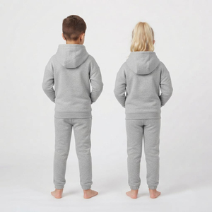 Fabricante de chándales unisex para niños, conjunto de sudadera con capucha y pantalones deportivos con cremallera completa, logotipo personalizado, ropa informal de calle de dos piezas - Product Image 3