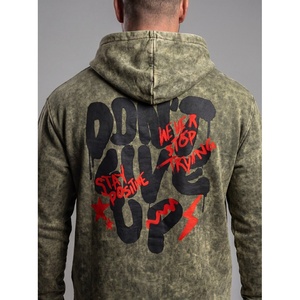 Sweat à capuche zippé vintage délavé pour homme, coupe oversize, brodé, style streetwear décontracté avec poche kangourou - Product Image 2