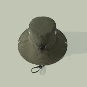 Chapeau de pêche résistant à l'eau, casquette d'extérieur à large bord, tissu à séchage rapide, cordon de serrage réglable, conception respirante pour la pêche longue durée - Product Image 2