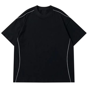 Camiseta Oversize de Punto para Hombre con Ribete Reflectante, Transpirable, de Secado Rápido, Estilo Urbano, Logotipo Personalizado, Venta al por Mayor - Product Image 1