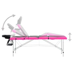 Table de massage pliable en aluminium à 4 zones, couleur noir et rose - Product Image 4