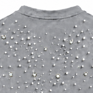 T-shirt unisexe gris à manches courtes et col rond, orné de perles, personnalisé, mode décontractée, streetwear, haut de gamme - Product Image 4