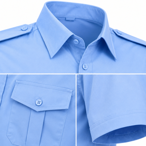 Custom Short Sleeve Cotton Polyester Summer Polo Uniform <b>Shirt</b> Solid Color Button Workwear <b>Epaulet</b> Pocket Corporate Property - Product Image 6