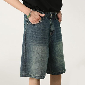 Wholesale Acid Wash Denim Jorts Men Women Streetwear Baggy Fit Vintage Cotton Jean <b>Shorts</b> - Product Image 3