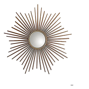 Metal Round Shape Golden Finished Modern Wall Mirror Luxury Handmade Fancy Style Home Wall Decoration - Product Image 2