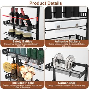 Organizzatore per Dispensa a 6 Ripiani in Metallo, Portaspezie Resistente da Appendere con Capacità di Carico di 10 Libbre per Armadietti - Product Image 6
