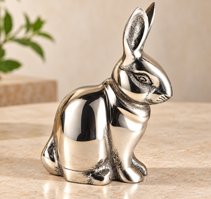 Figura de Conejo Plateada Pulida, Elegante Escultura de Conejo de Metal, Decoración de Mesa para el Hogar u Oficina, Estatua de Animal Moderna, Decoración de Lujo - Product Image 3