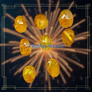 Cabujón de piedras preciosas sueltas facetadas de rutilo dorado Natural, forma de mezcla pulida, fabricación de joyas certificadas de cristal de todos los tamaños - Product Image 3