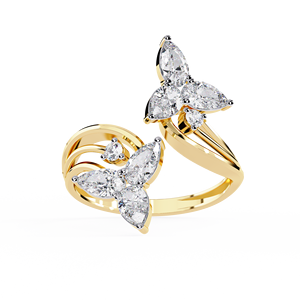 Anillo de Compromiso de Diamantes con Corte Pera en Oro Rosa para Mujer, Estilo Romántico, Joyería de Diamantes Naturales - Product Image 2