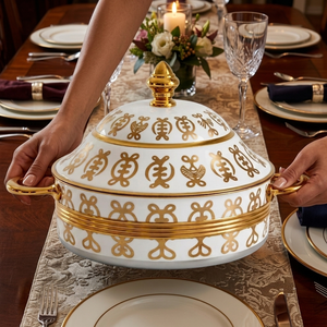 Luxury Gold Stainless Steel Arabian Casserole Hot <b>Pot</b> Thermal Insulated Food Warmer Chafing Dish Serving <b>Pot</b> <b>Set</b> For Home Hotels - Product Image 4