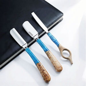 IKZARSA I-BFR-01 Juego de Navajas de Acero Inoxidable con Mango de Resina Azul y Plástico, Cuchilla Única para Barbería y Salón de Belleza - Product Image 2