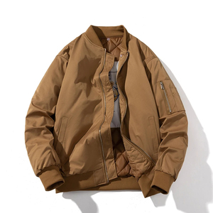 Blouson Bomber Homme Vert Olive Écologique Mego Industry Style Hip-Hop avec Fermeture Éclair Coupe-Vent Décontracté pour l'Automne - Product Image 4